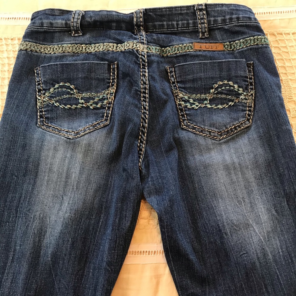 Cowgirl Tuff distressed embroidered boot cut jeans